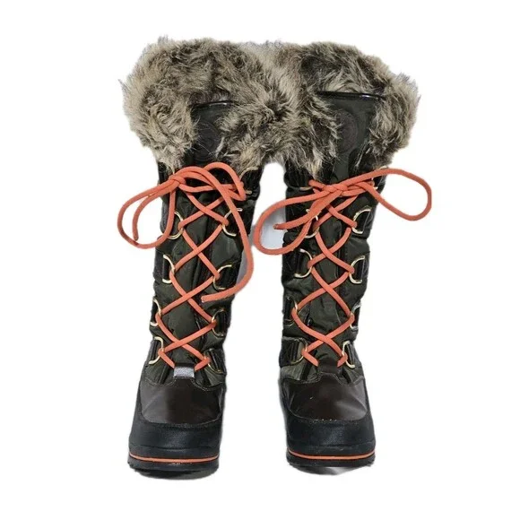 GUESS Women’s Hadley Tall Winter Boots Size 8M Olive Green Faux Fur Snow EUC - Picture 2 of 13